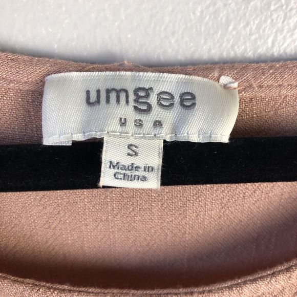 Umgee Top Womens S Eyelet Crochet Sleeve Tunic Blouse Raw Hem Linen Blend Boho - Picture 6 of 10